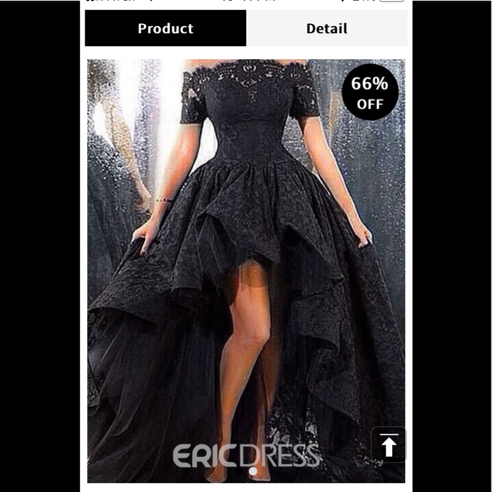 Black off shoulder evening gown
